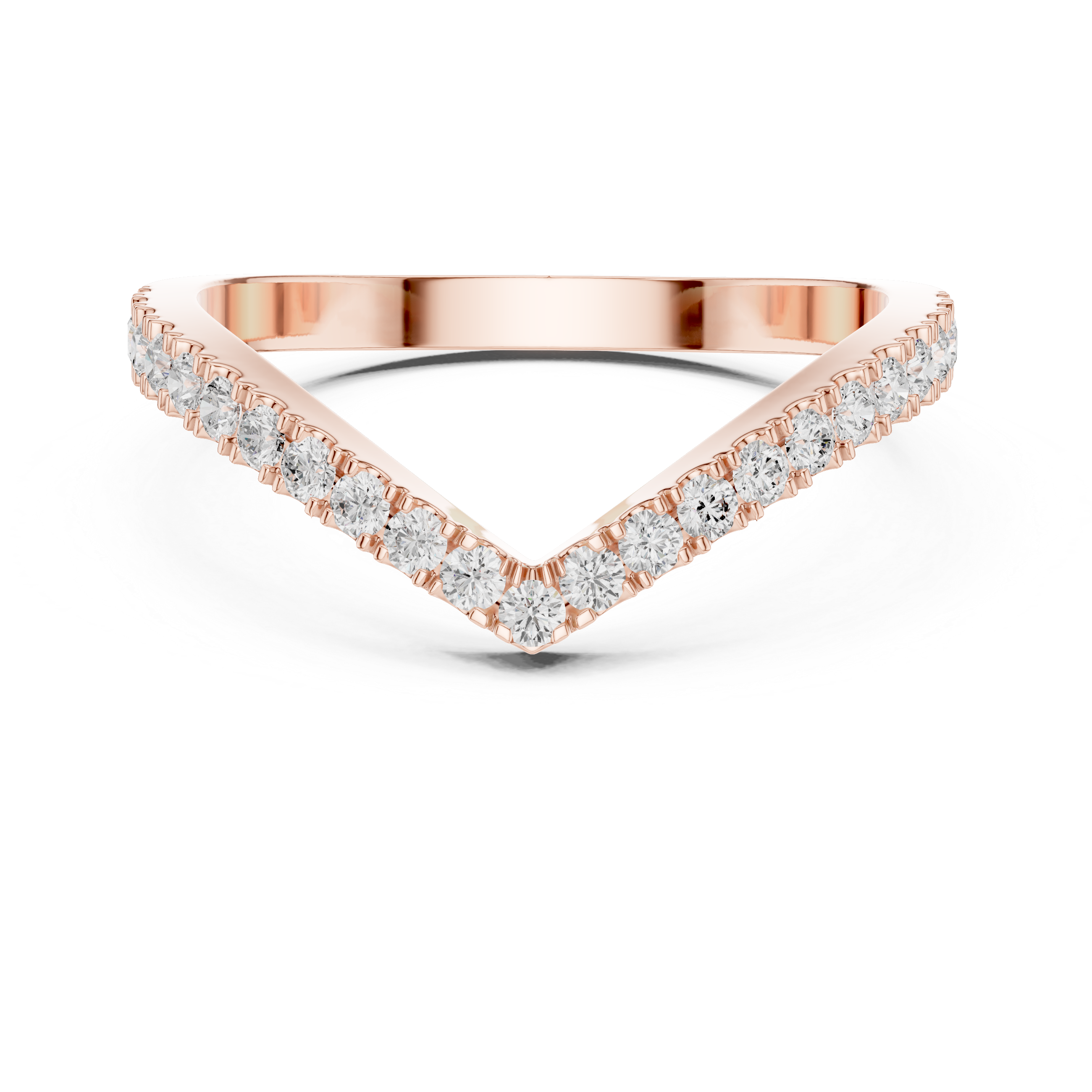 Gold Channel V Shaped Band Round Lab Grown Diamond Selia Ring
