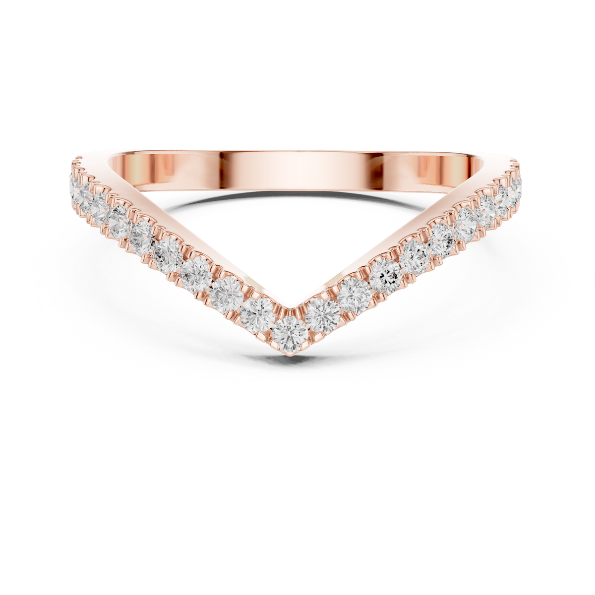 Gold Channel V Shaped Band Round Lab Grown Diamond Selia Ring