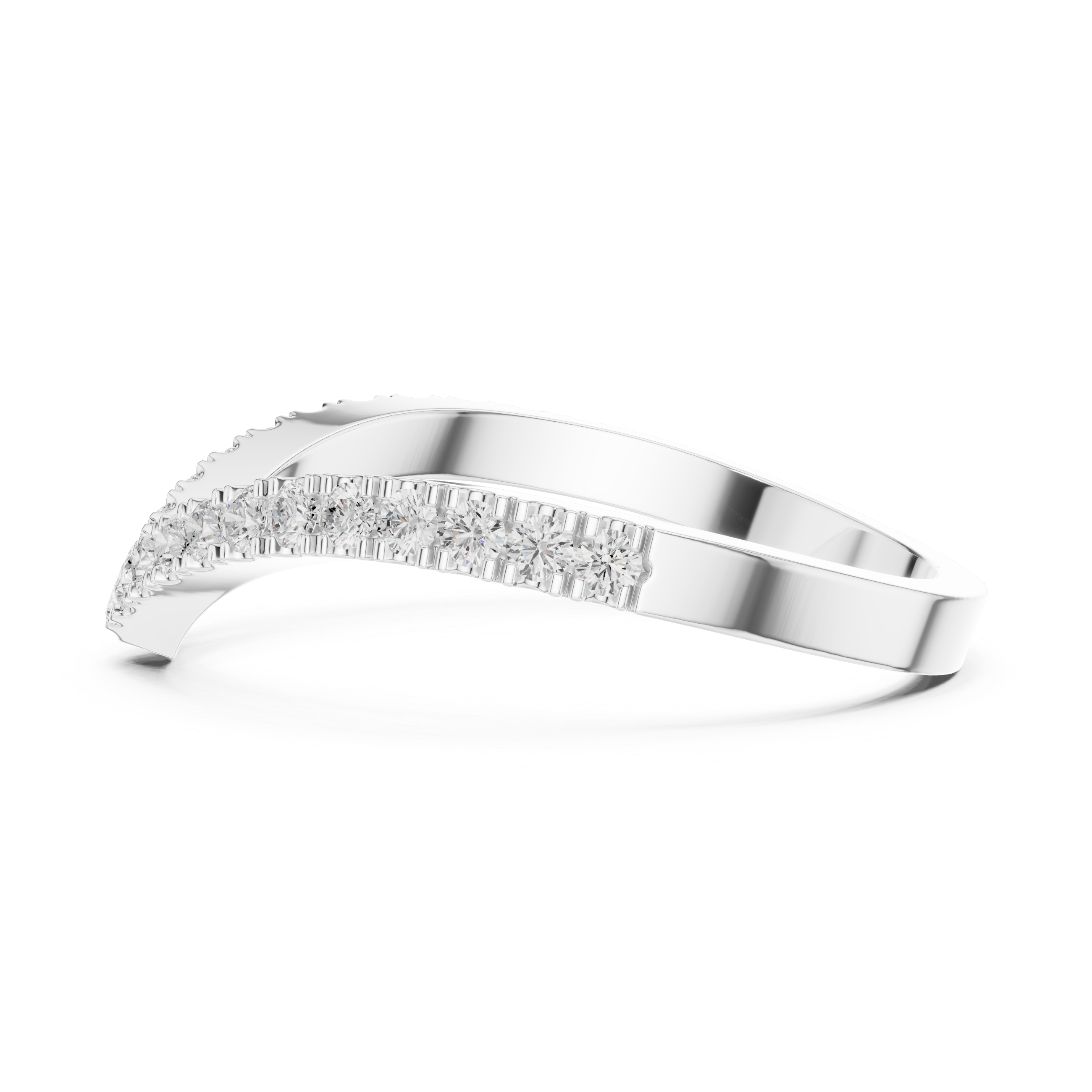 Gold Channel V Shaped Band Round Lab Grown Diamond Selia Ring
