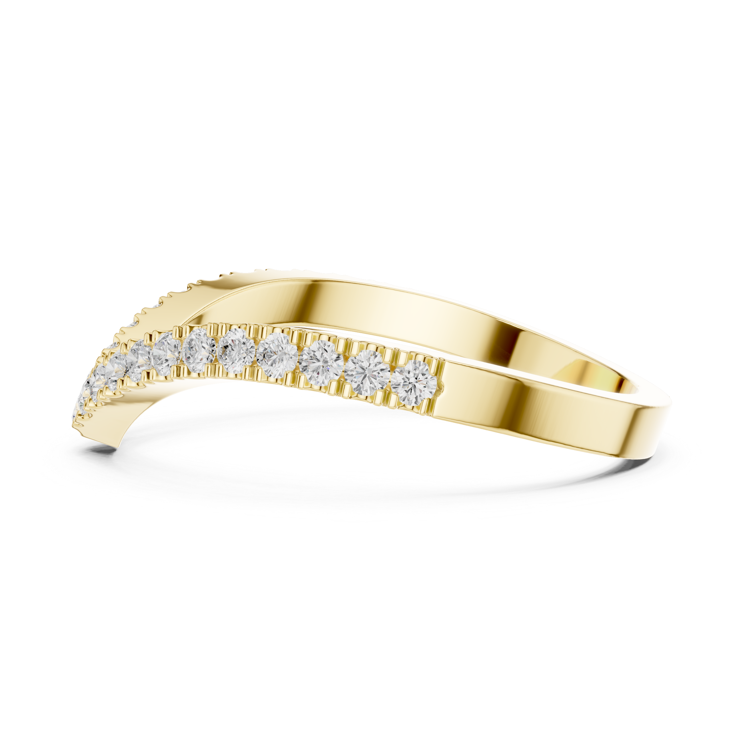Gold Channel V Shaped Band Round Lab Grown Diamond Selia Ring