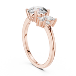 Gold 1Ct Solitaire Round Marquise Side Stone Lab Grown Diamond Nereida Ring