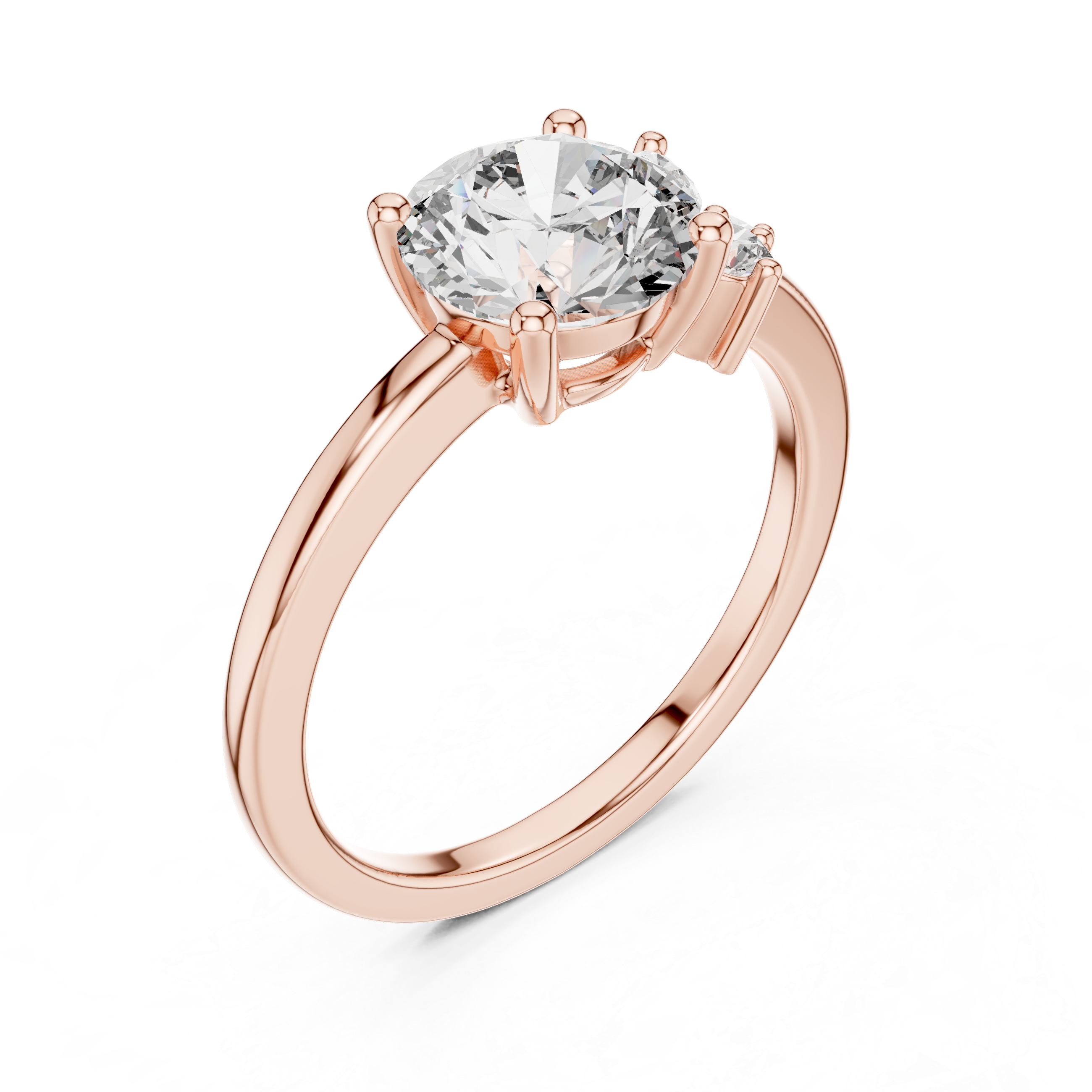 Gold 1Ct Solitaire Round Marquise Side Stone Lab Grown Diamond Nereida Ring