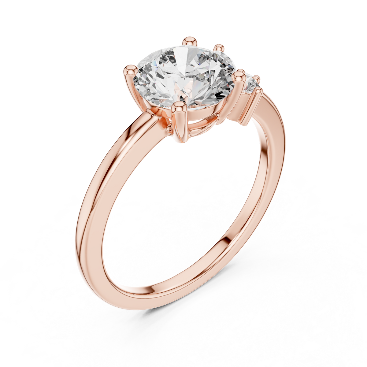 Gold 1Ct Solitaire Round Marquise Side Stone Lab Grown Diamond Nereida Ring
