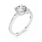 Gold 1Ct Solitaire Round Marquise Side Stone Lab Grown Diamond Nereida Ring