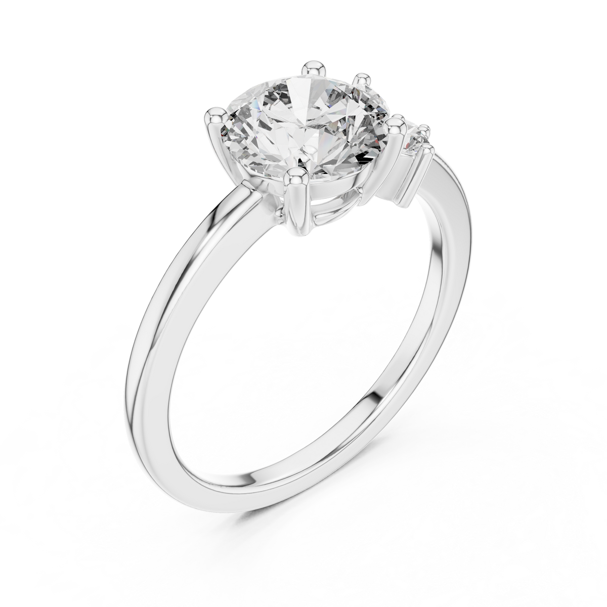 Gold 1Ct Solitaire Round Marquise Side Stone Lab Grown Diamond Nereida Ring