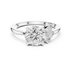 Gold 1Ct Solitaire Round Marquise Side Stone Lab Grown Diamond Nereida Ring
