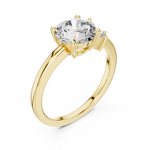 Gold 1Ct Solitaire Round Marquise Side Stone Lab Grown Diamond Nereida Ring
