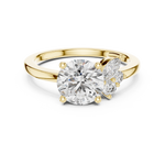 Gold 1Ct Solitaire Round Marquise Side Stone Lab Grown Diamond Nereida Ring
