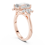 Gold 3Ct Solitaire Emerald Marquise Side Stone Lab Grown Diamond Erato Ring