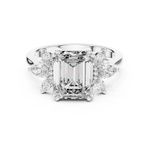 Gold 3Ct Solitaire Emerald Marquise Side Stone Lab Grown Diamond Erato Ring
