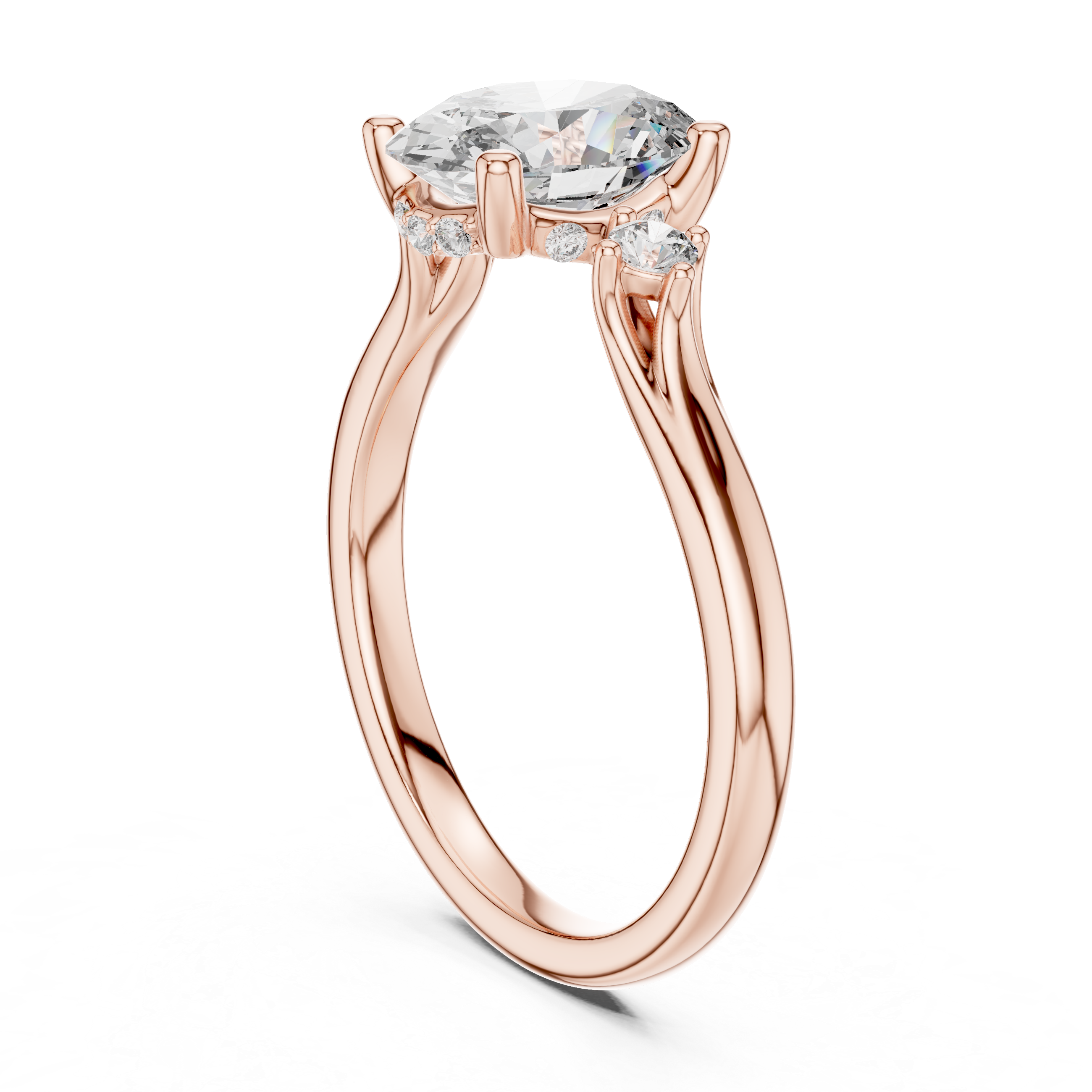 Gold 2Ct Three Stone Oval Round Lab Grown Diamond Nixelle Ring