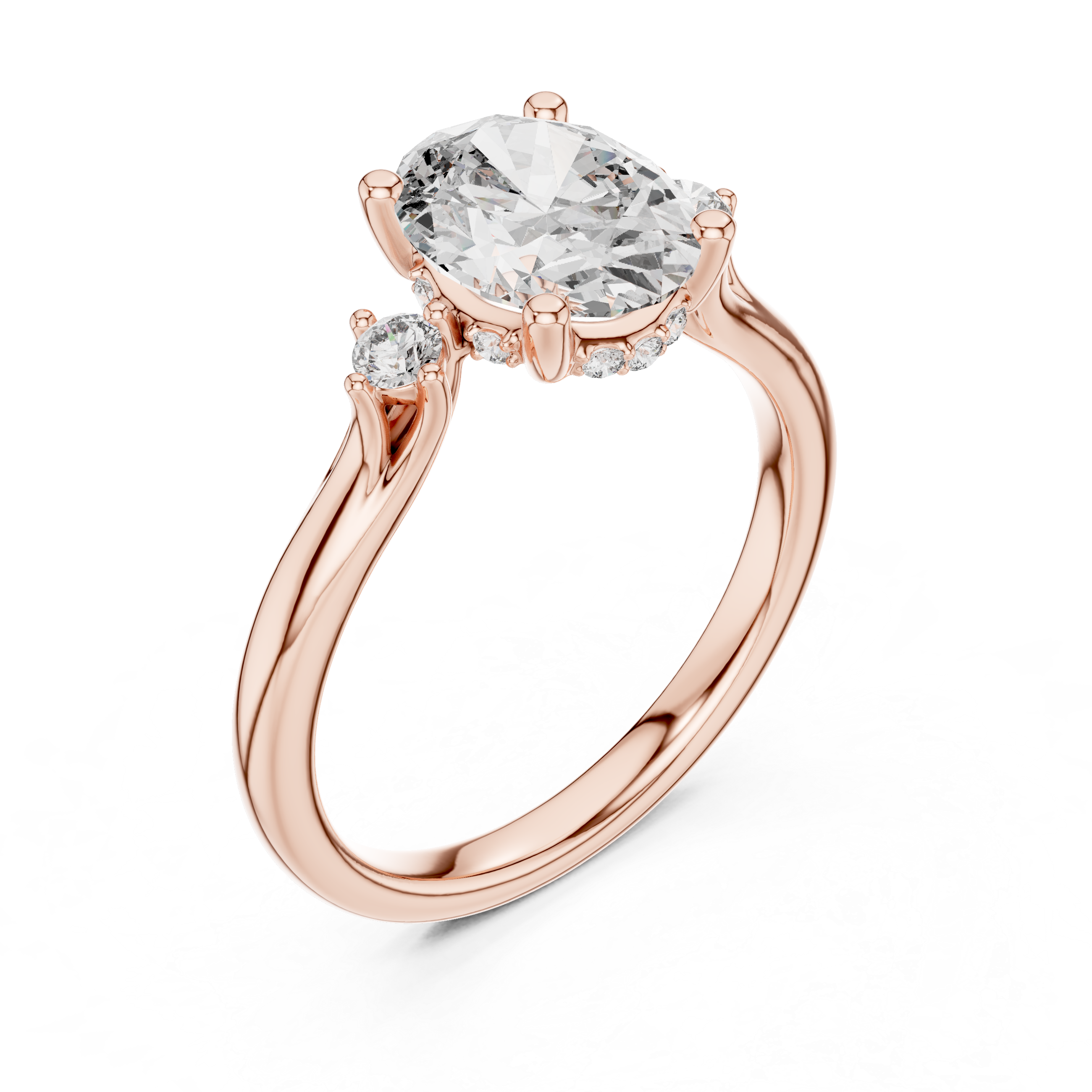 Gold 2Ct Three Stone Oval Round Lab Grown Diamond Nixelle Ring