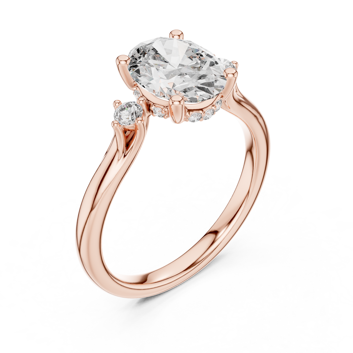 Gold 2Ct Three Stone Oval Round Lab Grown Diamond Nixelle Ring