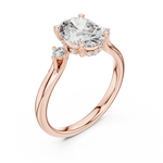 Gold 2Ct Three Stone Oval Round Lab Grown Diamond Nixelle Ring