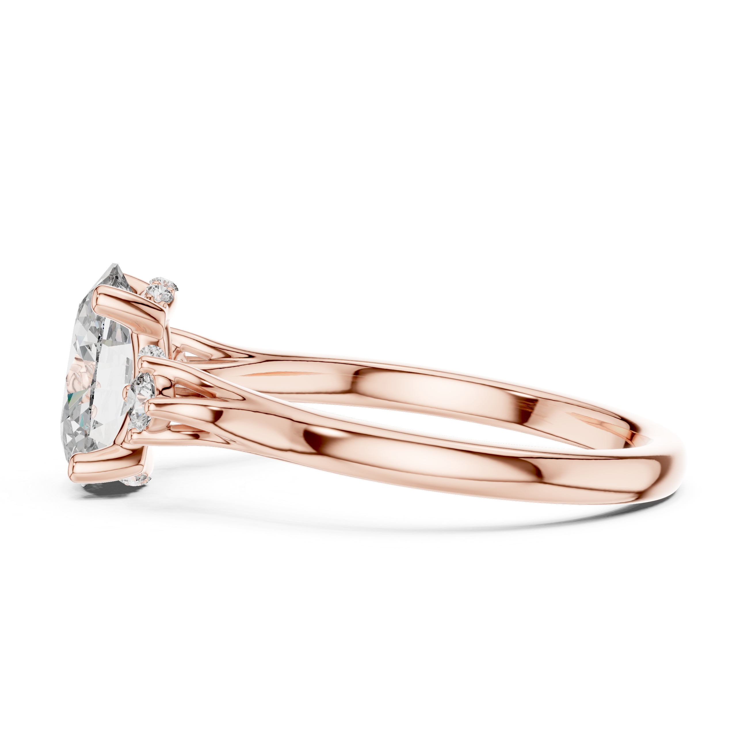 Gold 2Ct Three Stone Oval Round Lab Grown Diamond Nixelle Ring