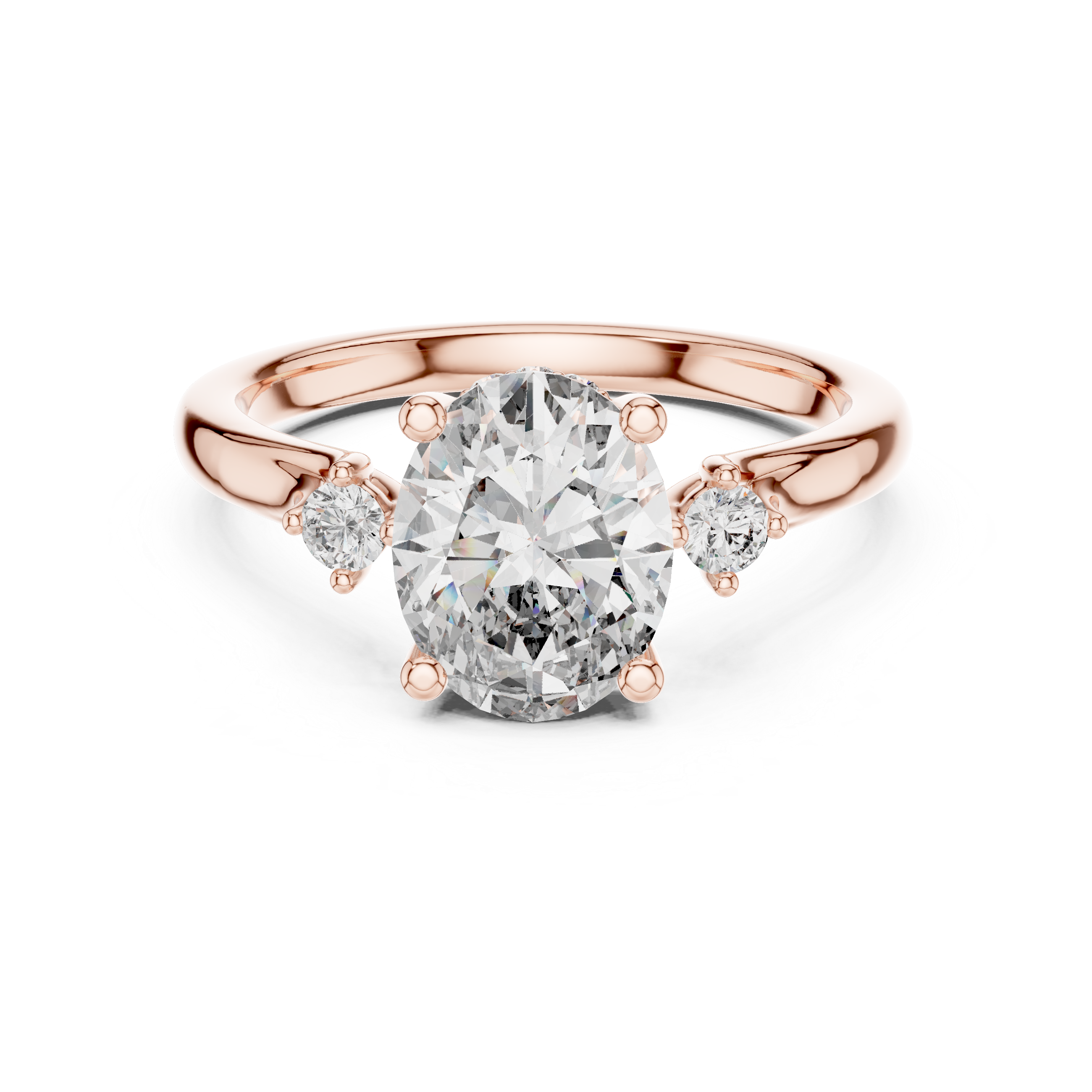 Gold 2Ct Three Stone Oval Round Lab Grown Diamond Nixelle Ring