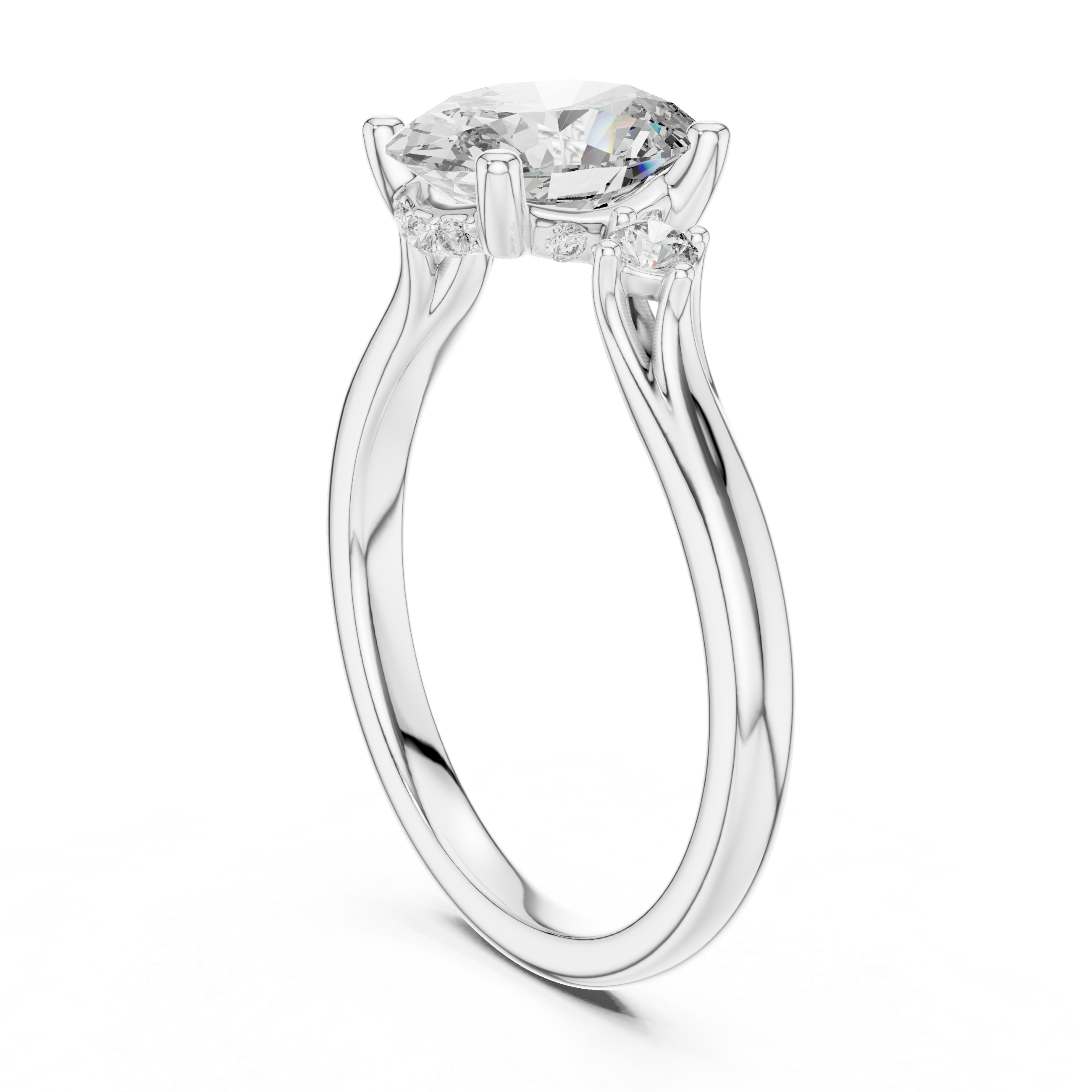 Gold 2Ct Three Stone Oval Round Lab Grown Diamond Nixelle Ring