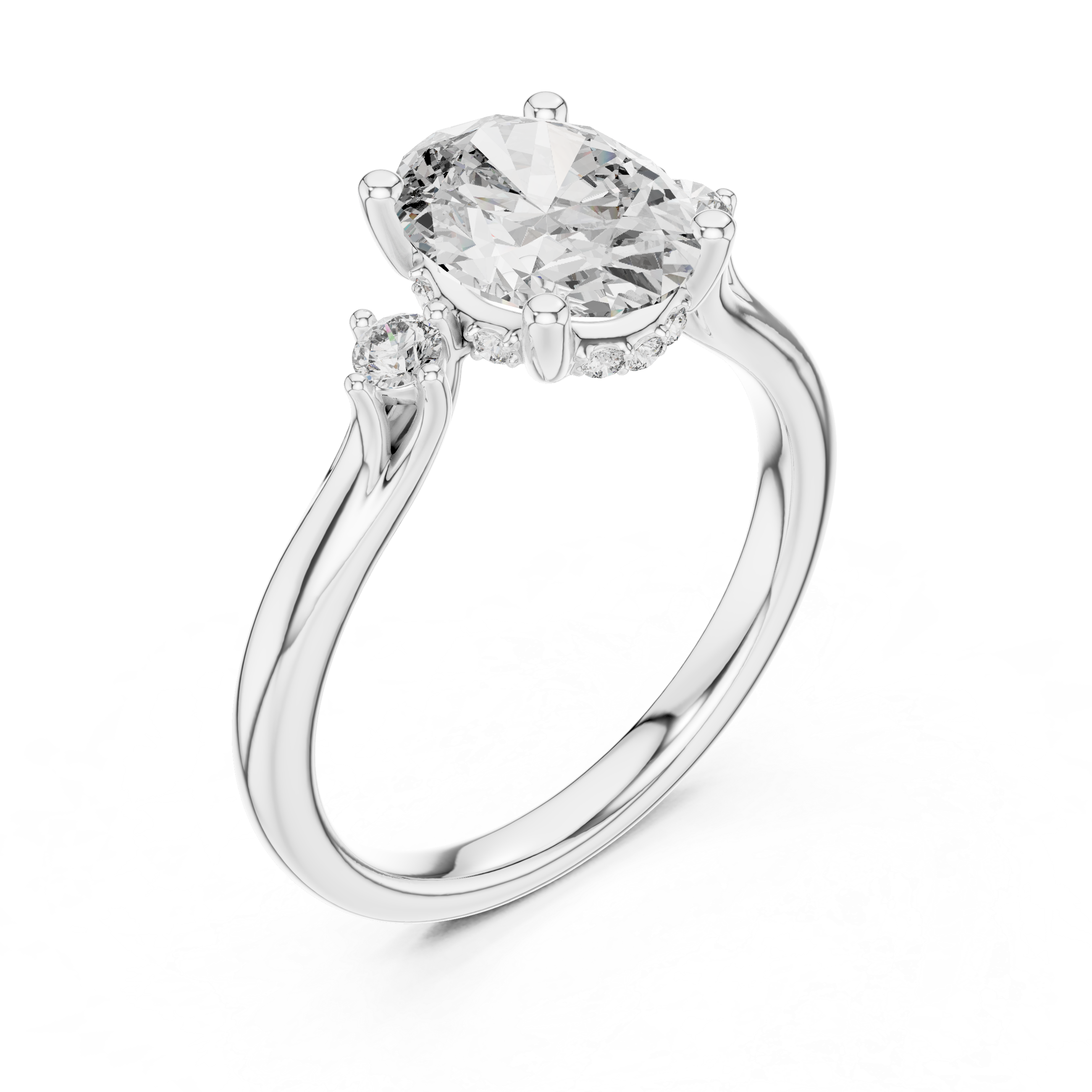 Gold 2Ct Three Stone Oval Round Lab Grown Diamond Nixelle Ring
