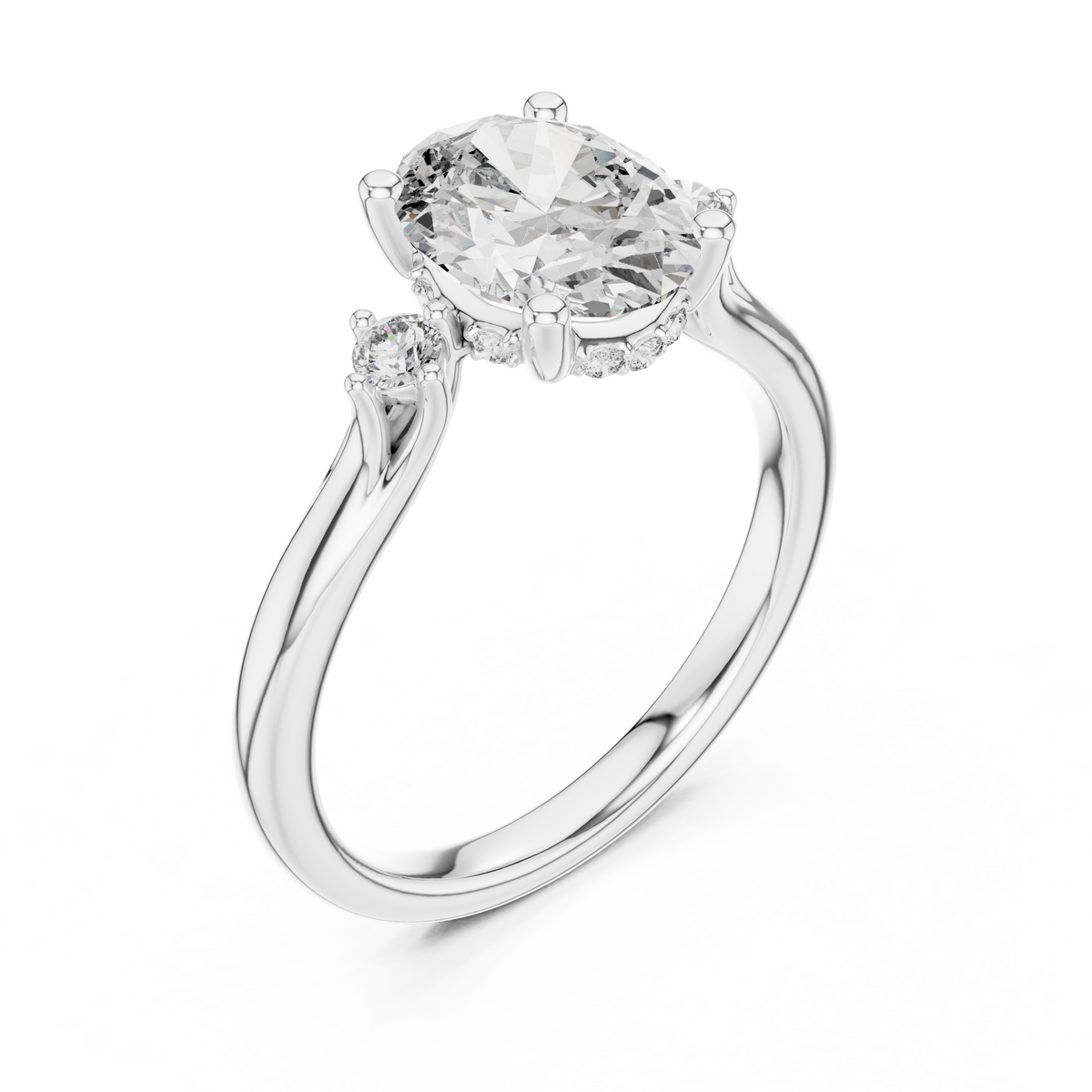 Gold 2Ct Three Stone Oval Round Lab Grown Diamond Nixelle Ring