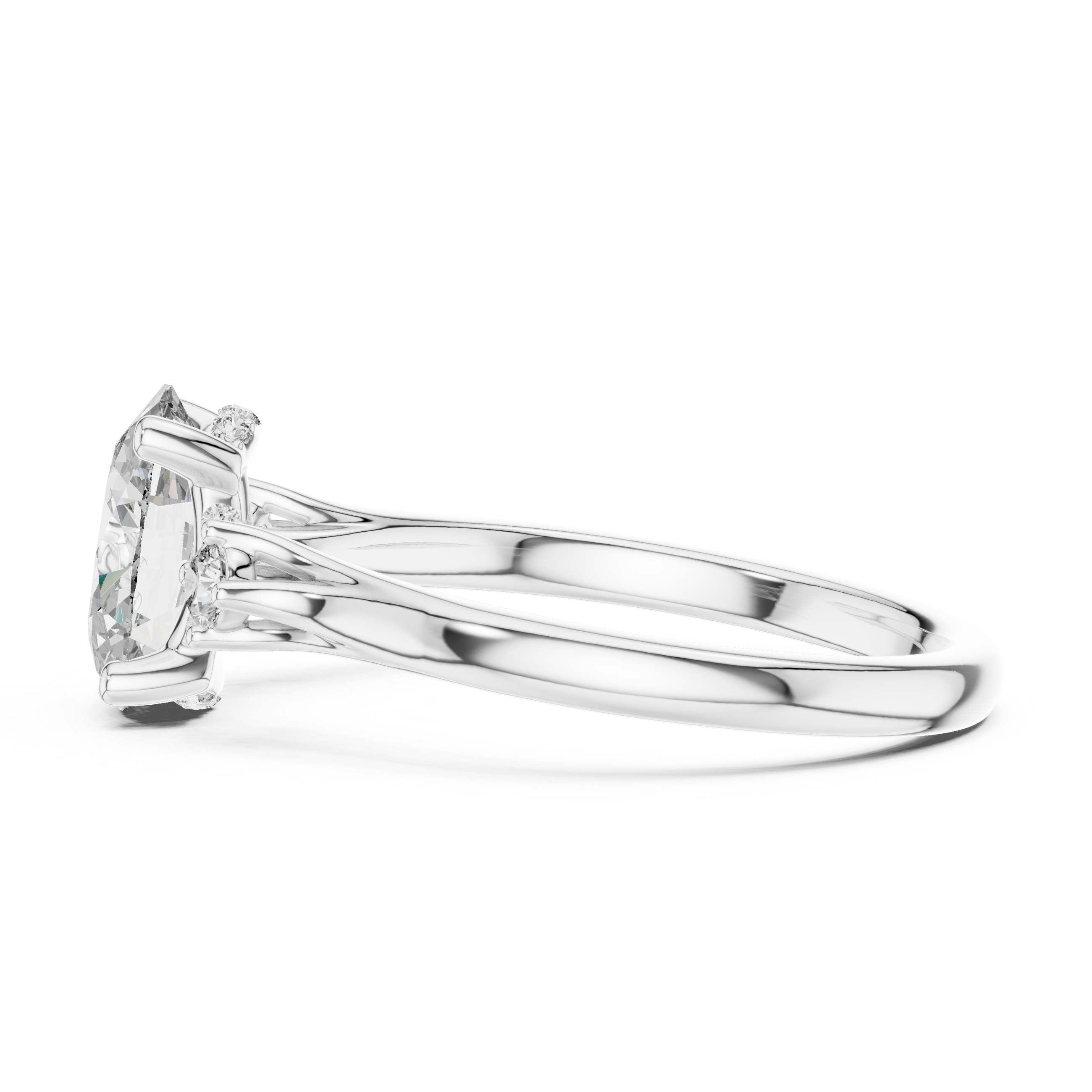 Gold 2Ct Three Stone Oval Round Lab Grown Diamond Nixelle Ring