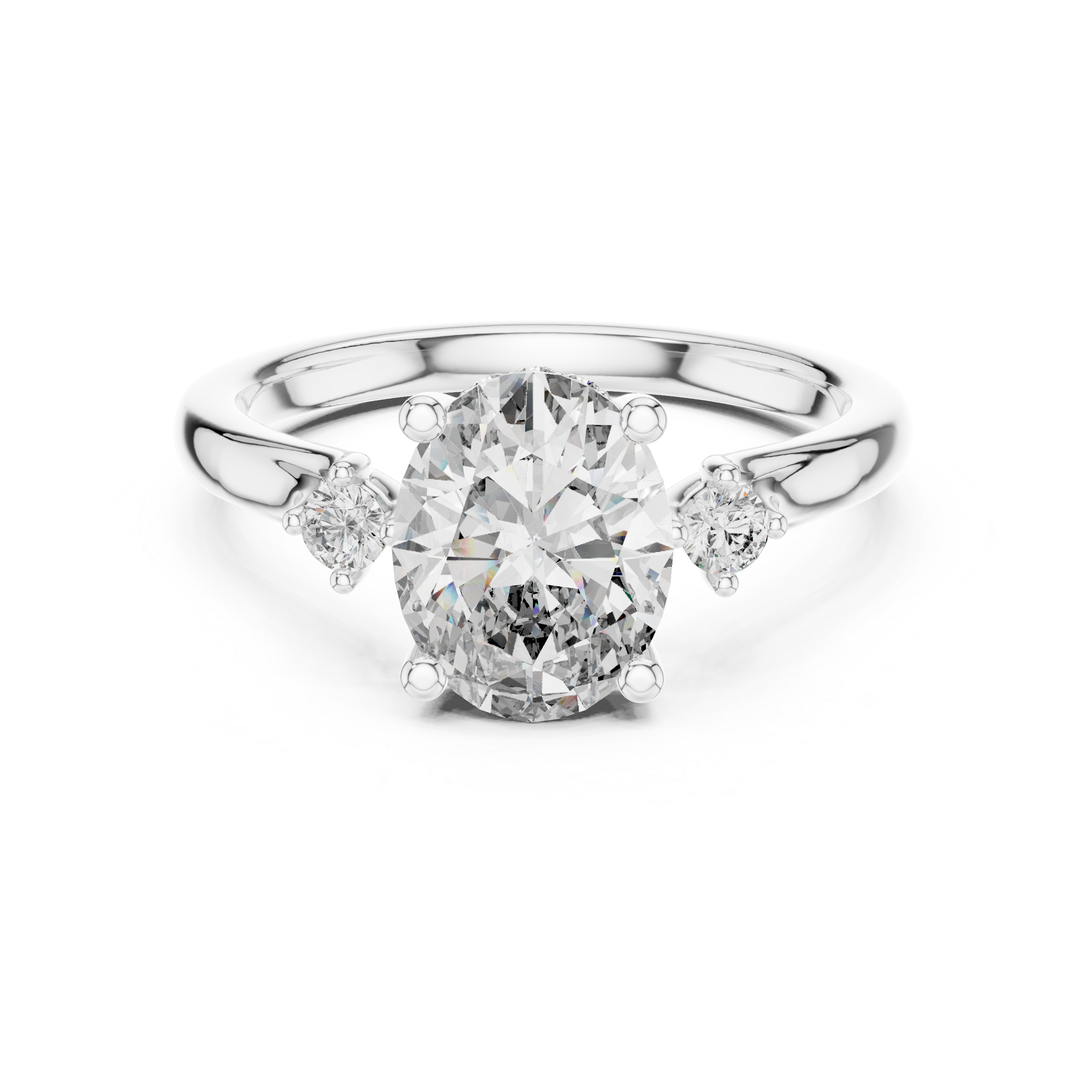 Gold 2Ct Three Stone Oval Round Lab Grown Diamond Nixelle Ring