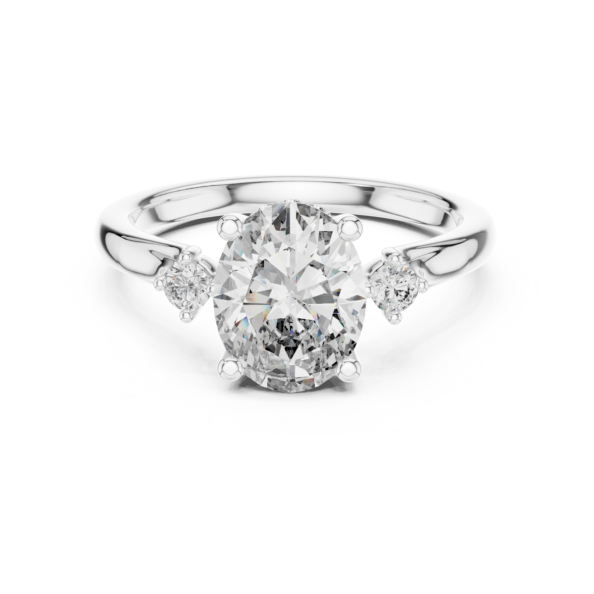 Gold 2Ct Three Stone Oval Round Lab Grown Diamond Nixelle Ring
