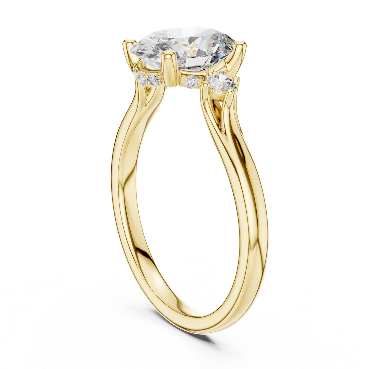 Gold 2Ct Three Stone Oval Round Lab Grown Diamond Nixelle Ring