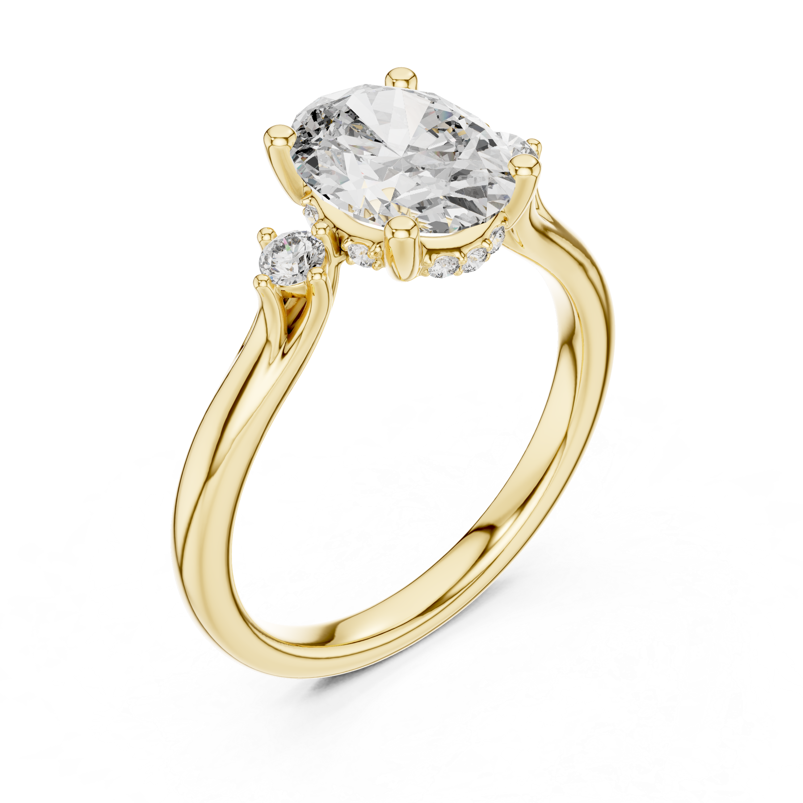 Gold 2Ct Three Stone Oval Round Lab Grown Diamond Nixelle Ring