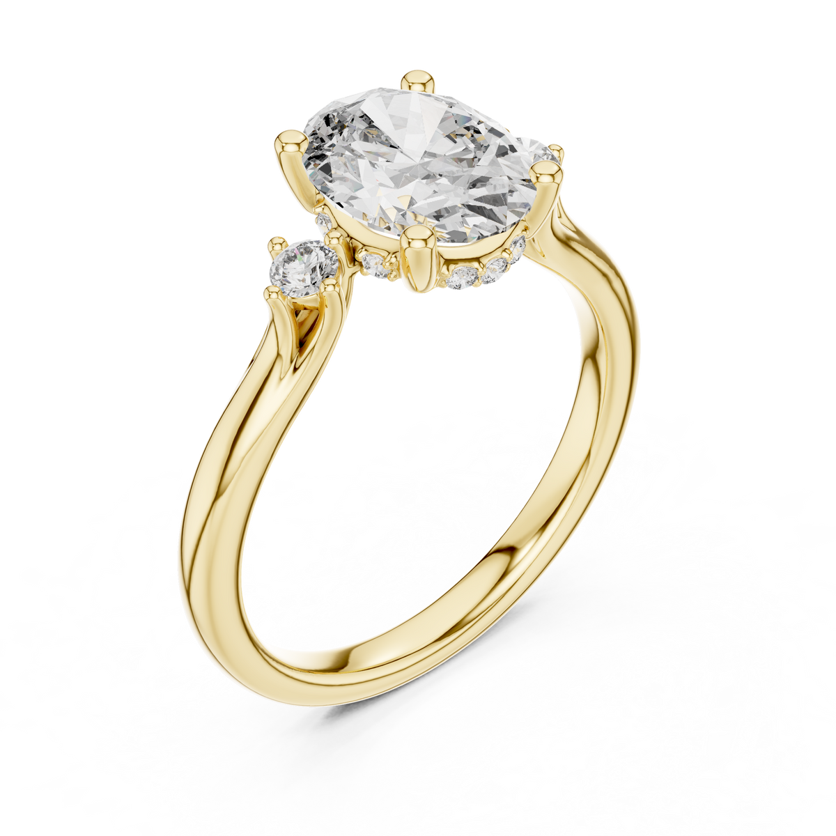 Gold 2Ct Three Stone Oval Round Lab Grown Diamond Nixelle Ring