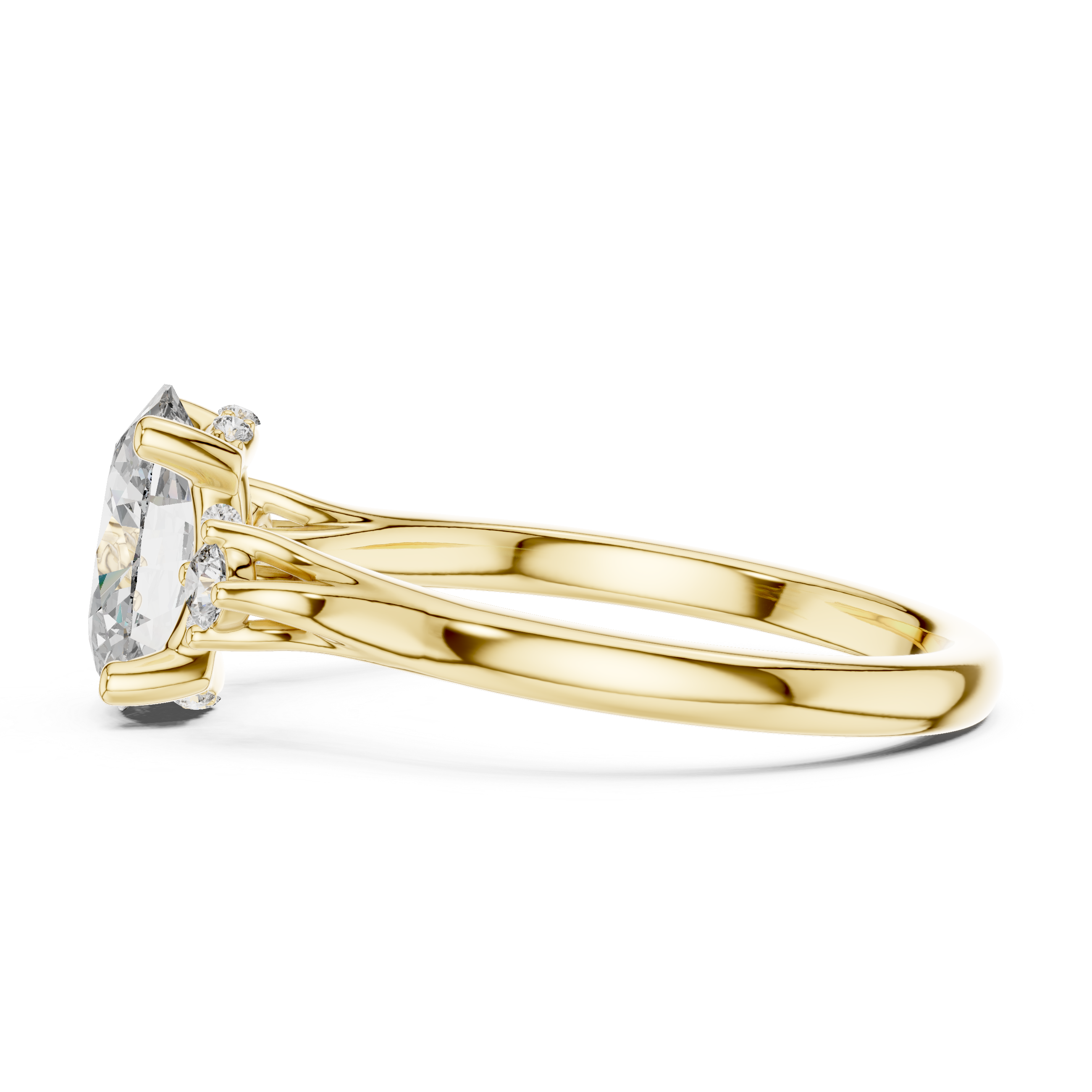 Gold 2Ct Three Stone Oval Round Lab Grown Diamond Nixelle Ring