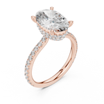 Gold 3Ct Solitaire Pave Oval Lab Grown Diamond Tovia Ring