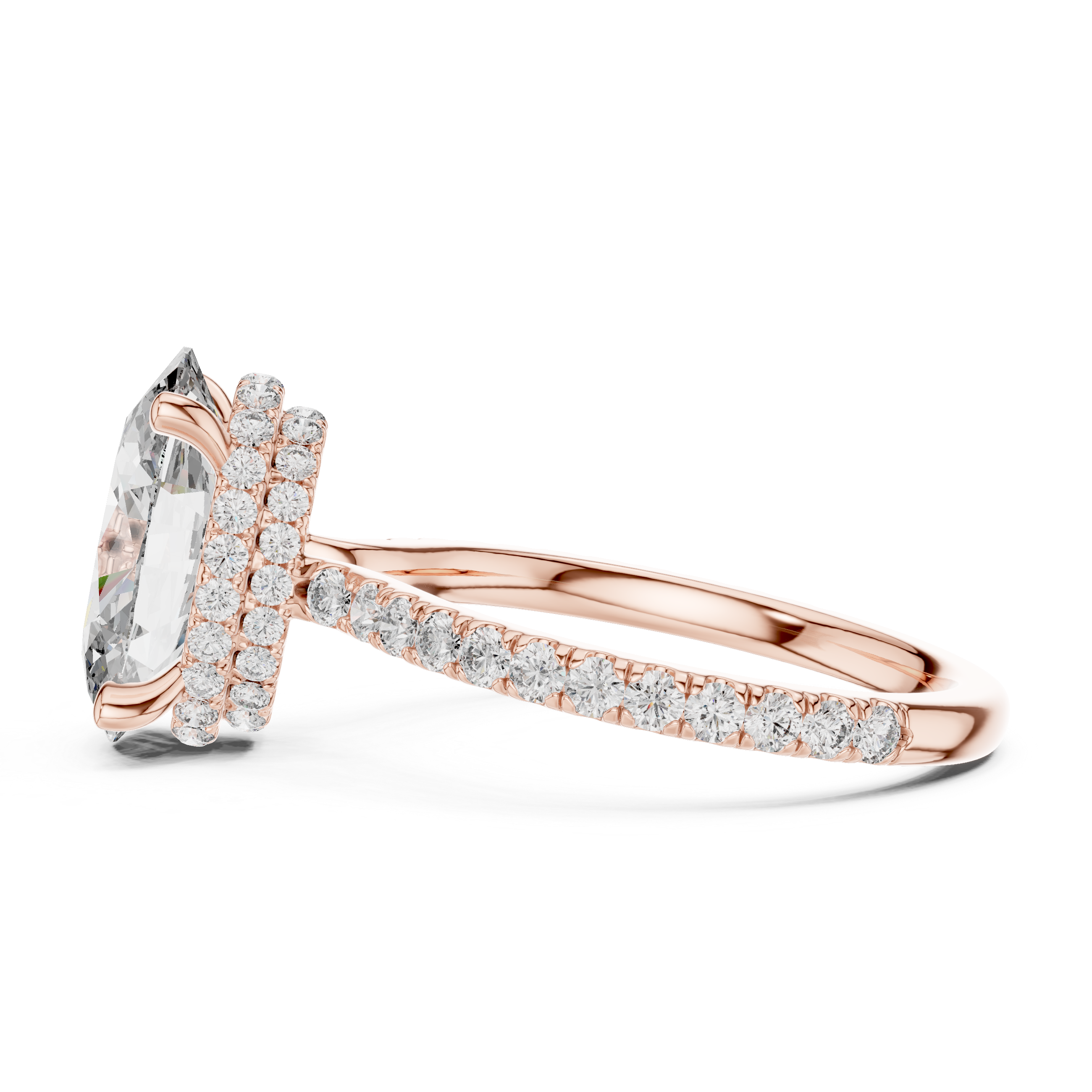 Gold 3Ct Solitaire Pave Oval Lab Grown Diamond Tovia Ring