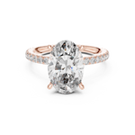 Gold 3Ct Solitaire Pave Oval Lab Grown Diamond Tovia Ring