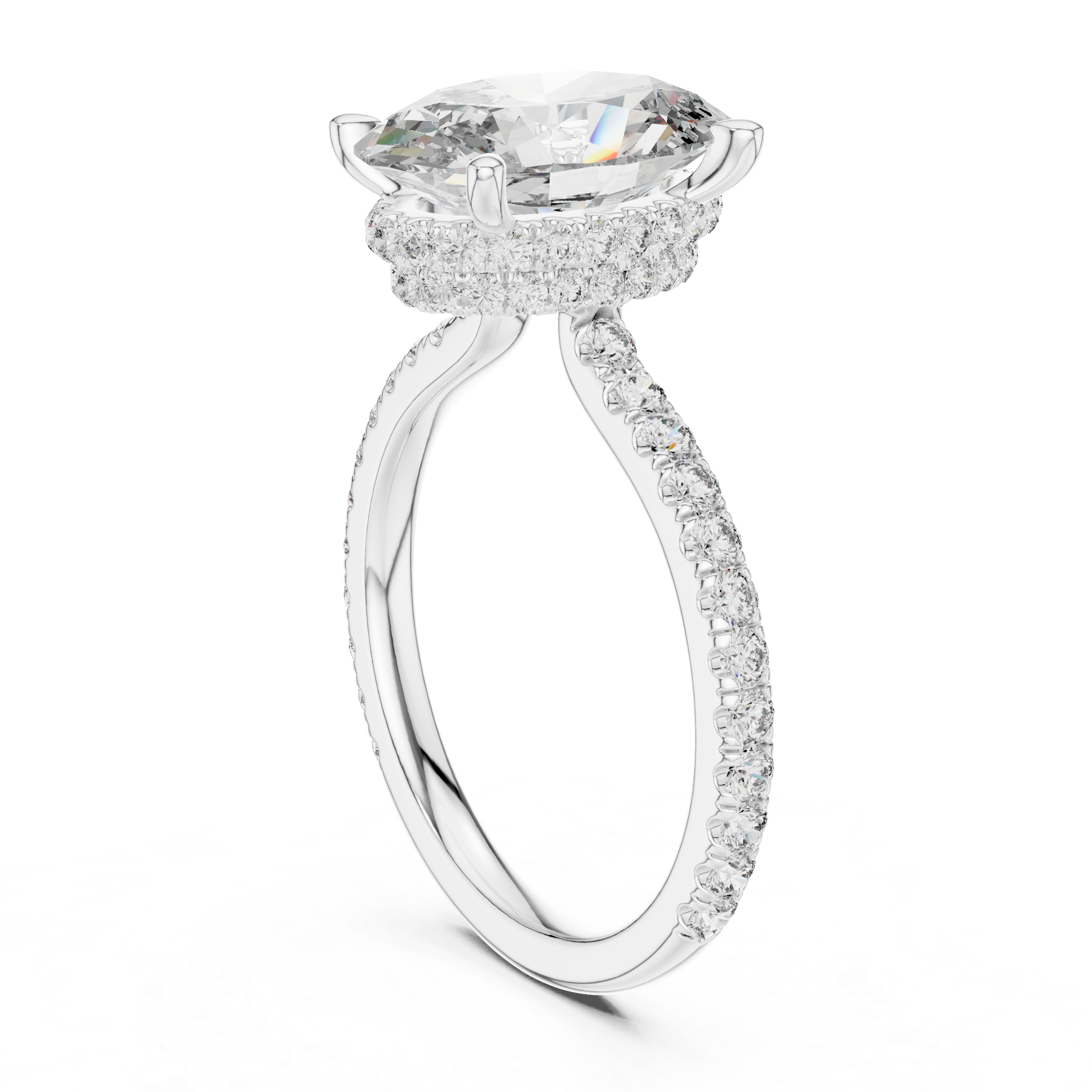 Gold 3Ct Solitaire Pave Oval Lab Grown Diamond Tovia Ring
