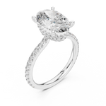 Gold 3Ct Solitaire Pave Oval Lab Grown Diamond Tovia Ring