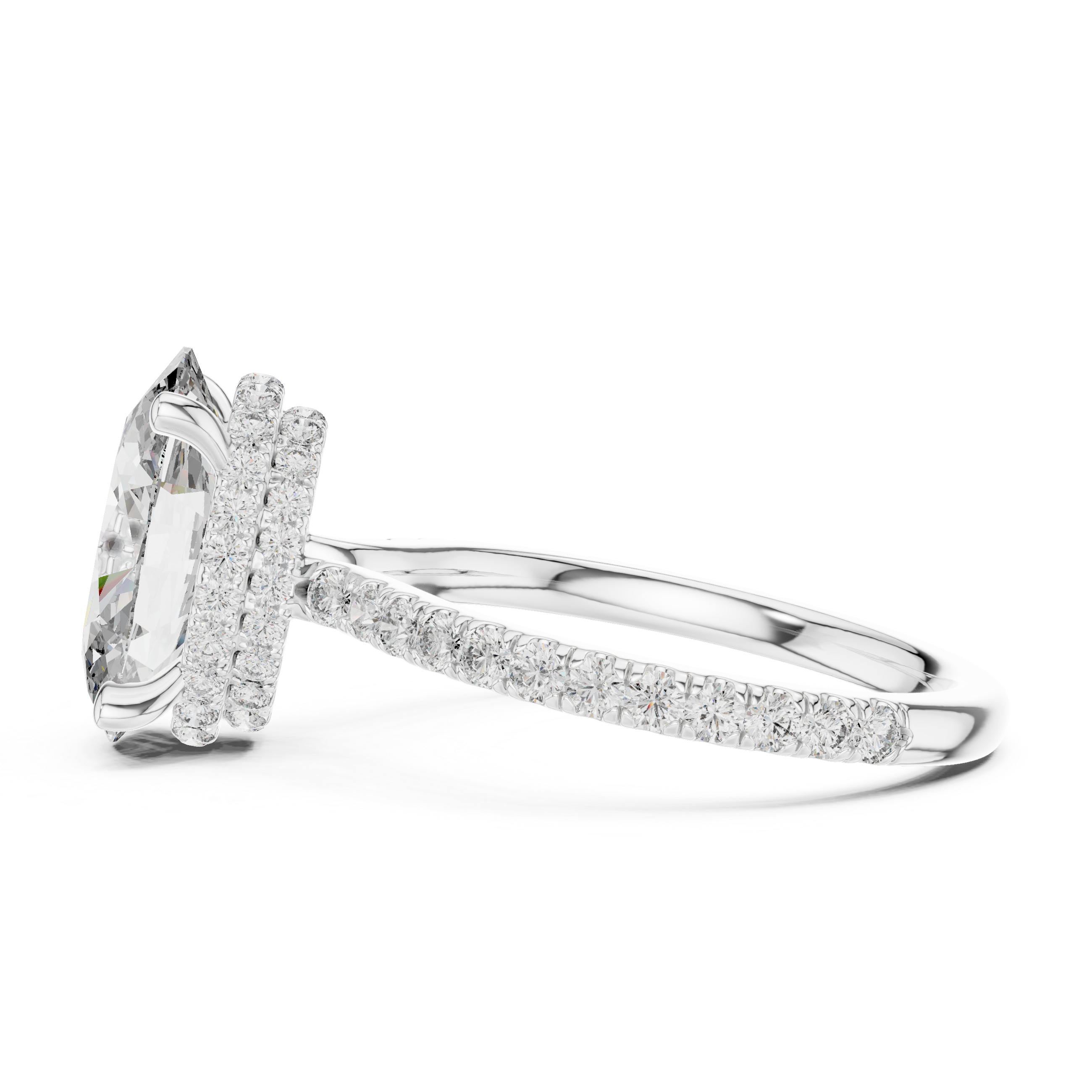 Gold 3Ct Solitaire Pave Oval Lab Grown Diamond Tovia Ring