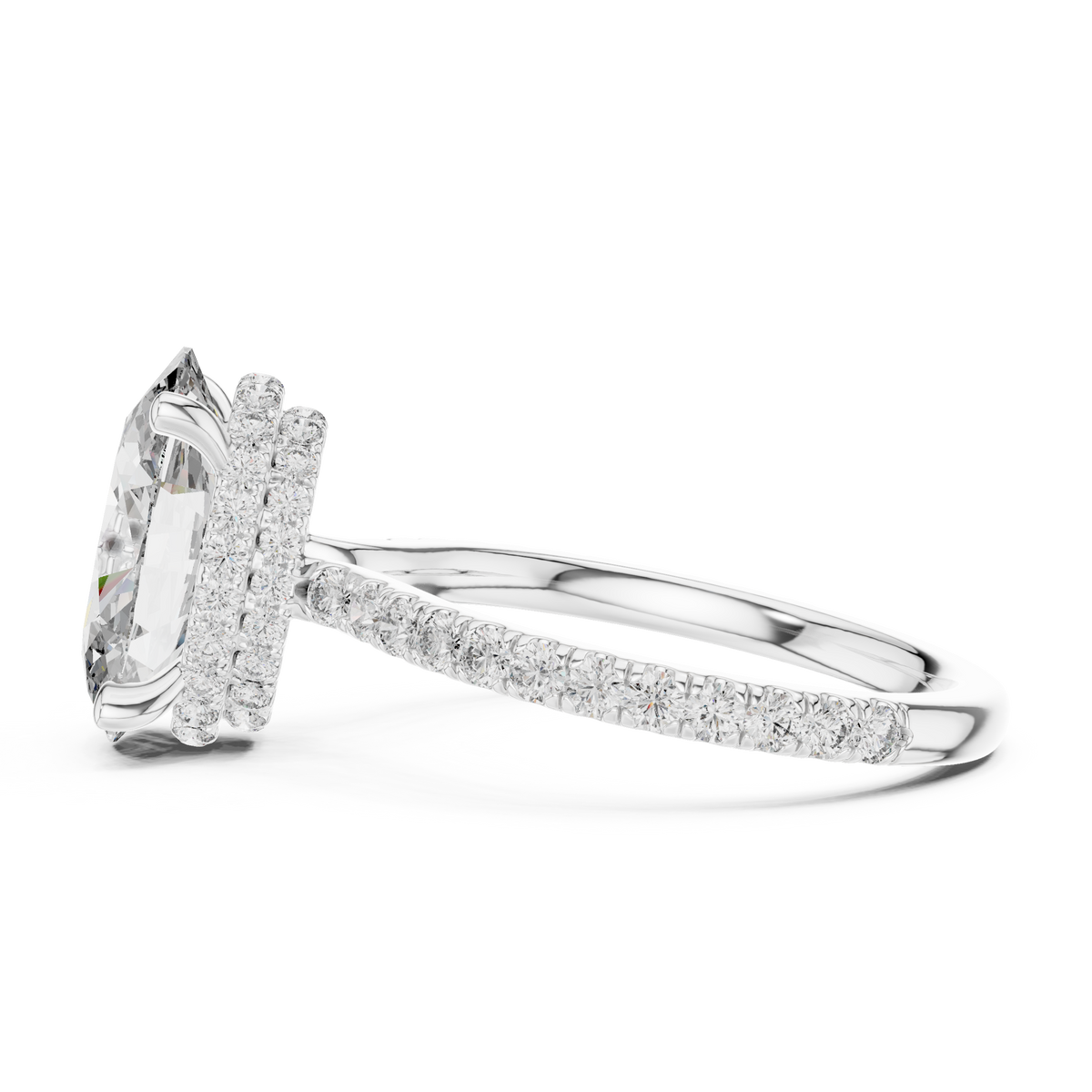 Gold 3Ct Solitaire Pave Oval Lab Grown Diamond Tovia Ring