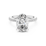 Gold 3Ct Solitaire Pave Oval Lab Grown Diamond Tovia Ring