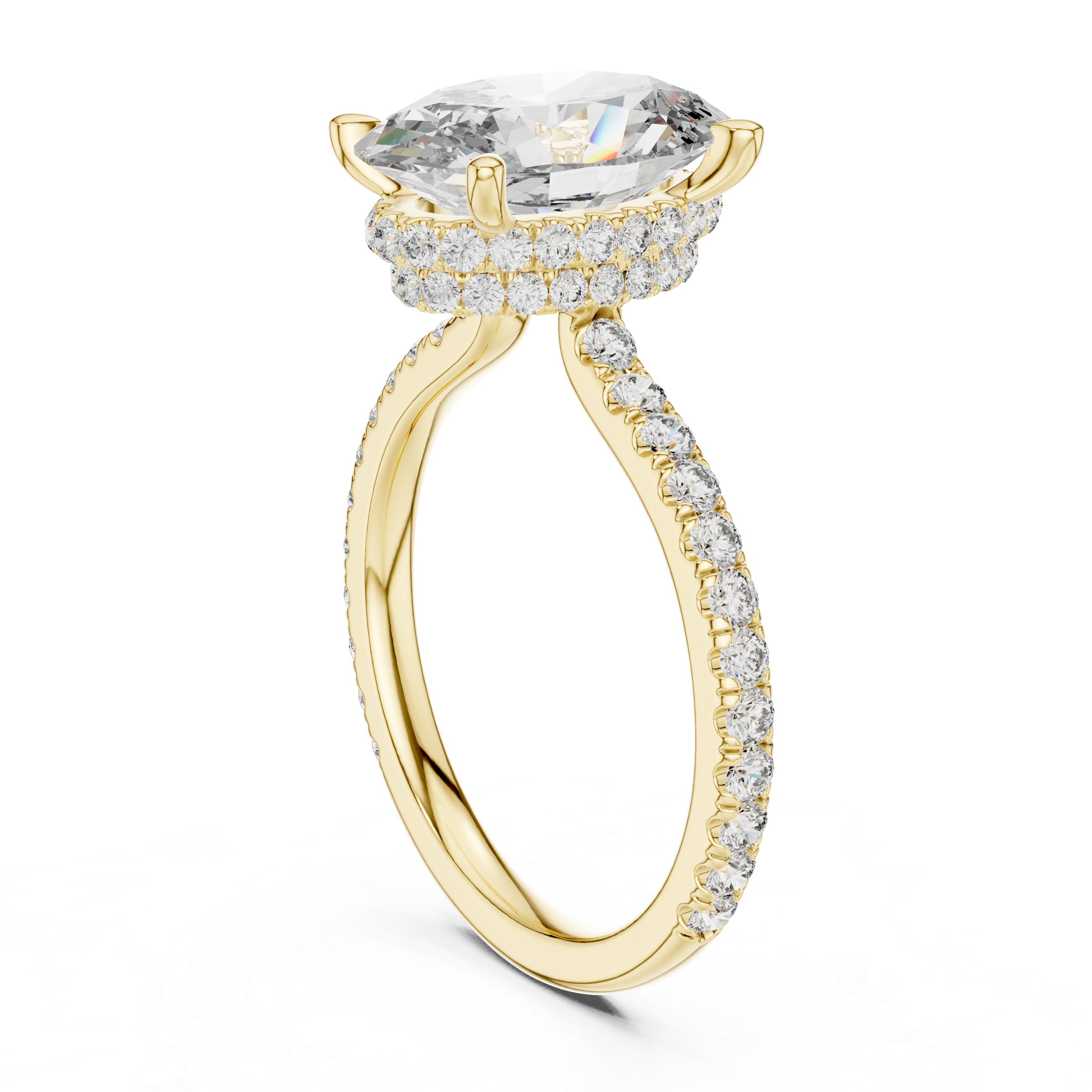 Gold 3Ct Solitaire Pave Oval Lab Grown Diamond Tovia Ring