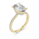 Gold 3Ct Solitaire Pave Oval Lab Grown Diamond Tovia Ring