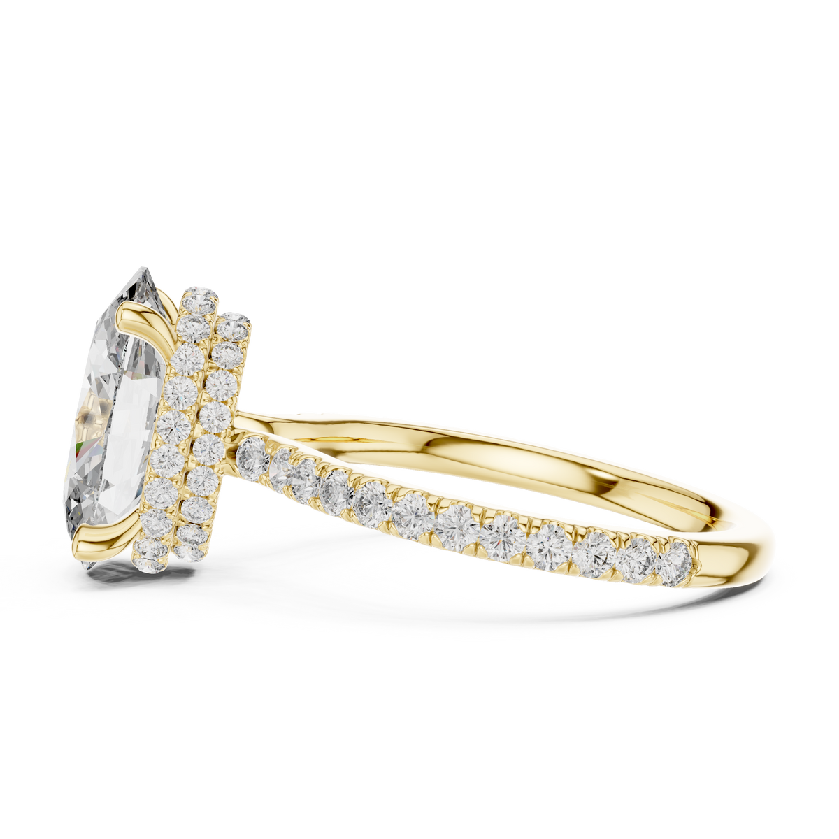 Gold 3Ct Solitaire Pave Oval Lab Grown Diamond Tovia Ring