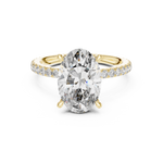 Gold 3Ct Solitaire Pave Oval Lab Grown Diamond Tovia Ring