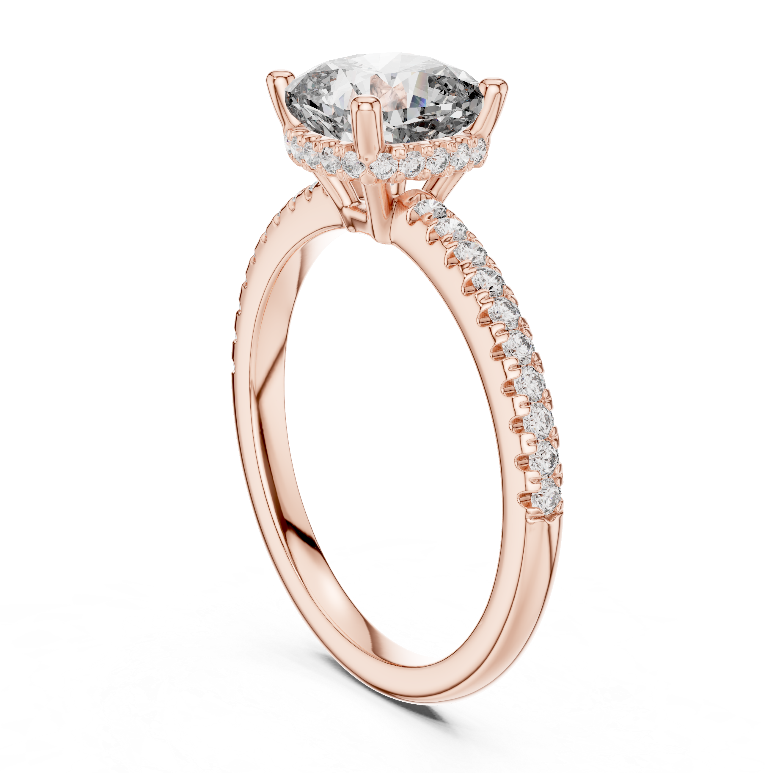 Gold 2Ct Solitaire Pave Cushion Lab Grown Diamond Halix Ring