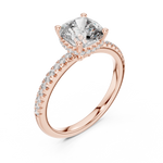 Gold 2Ct Solitaire Pave Cushion Lab Grown Diamond Halix Ring