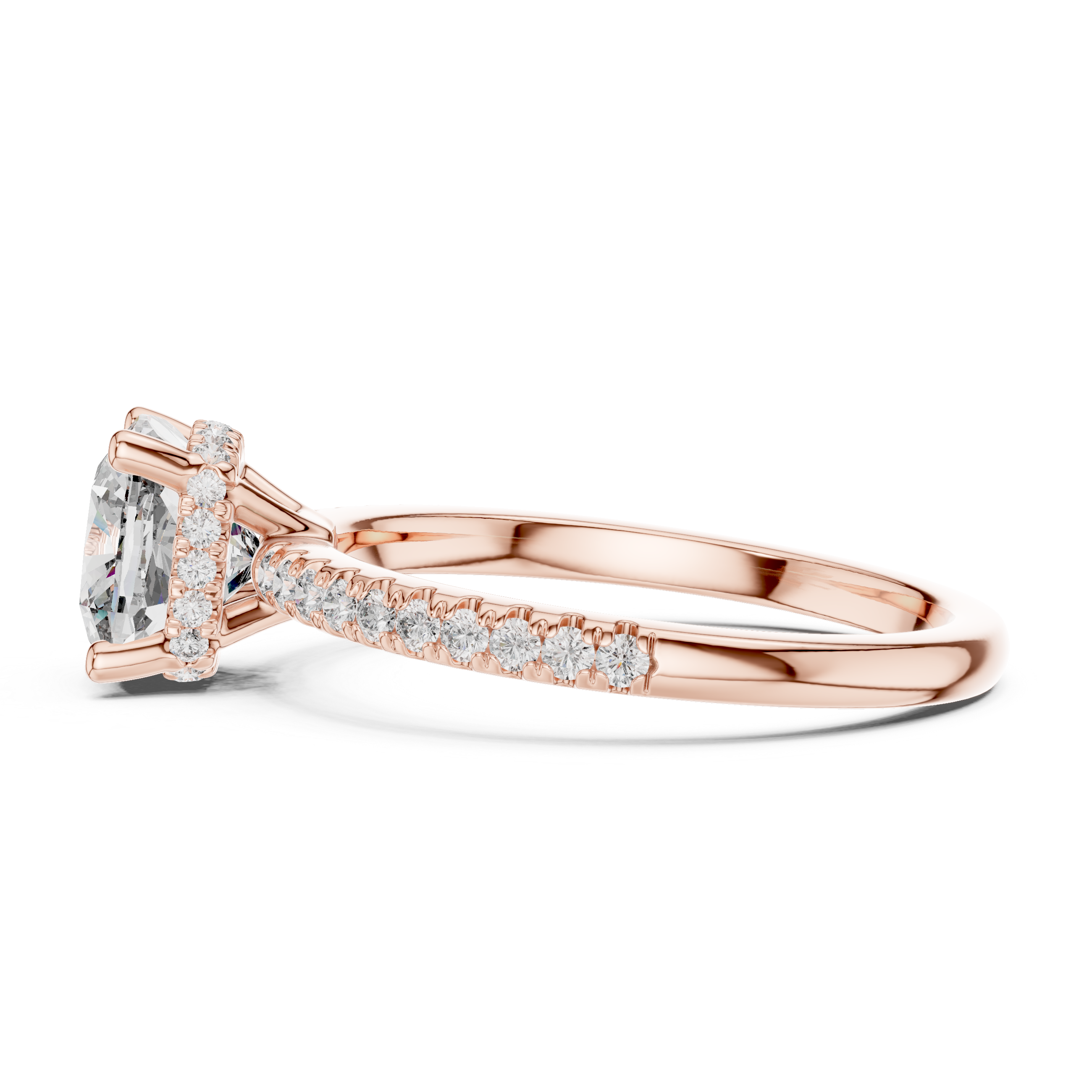 Gold 2Ct Solitaire Pave Cushion Lab Grown Diamond Halix Ring