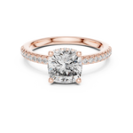Gold 2Ct Solitaire Pave Cushion Lab Grown Diamond Halix Ring