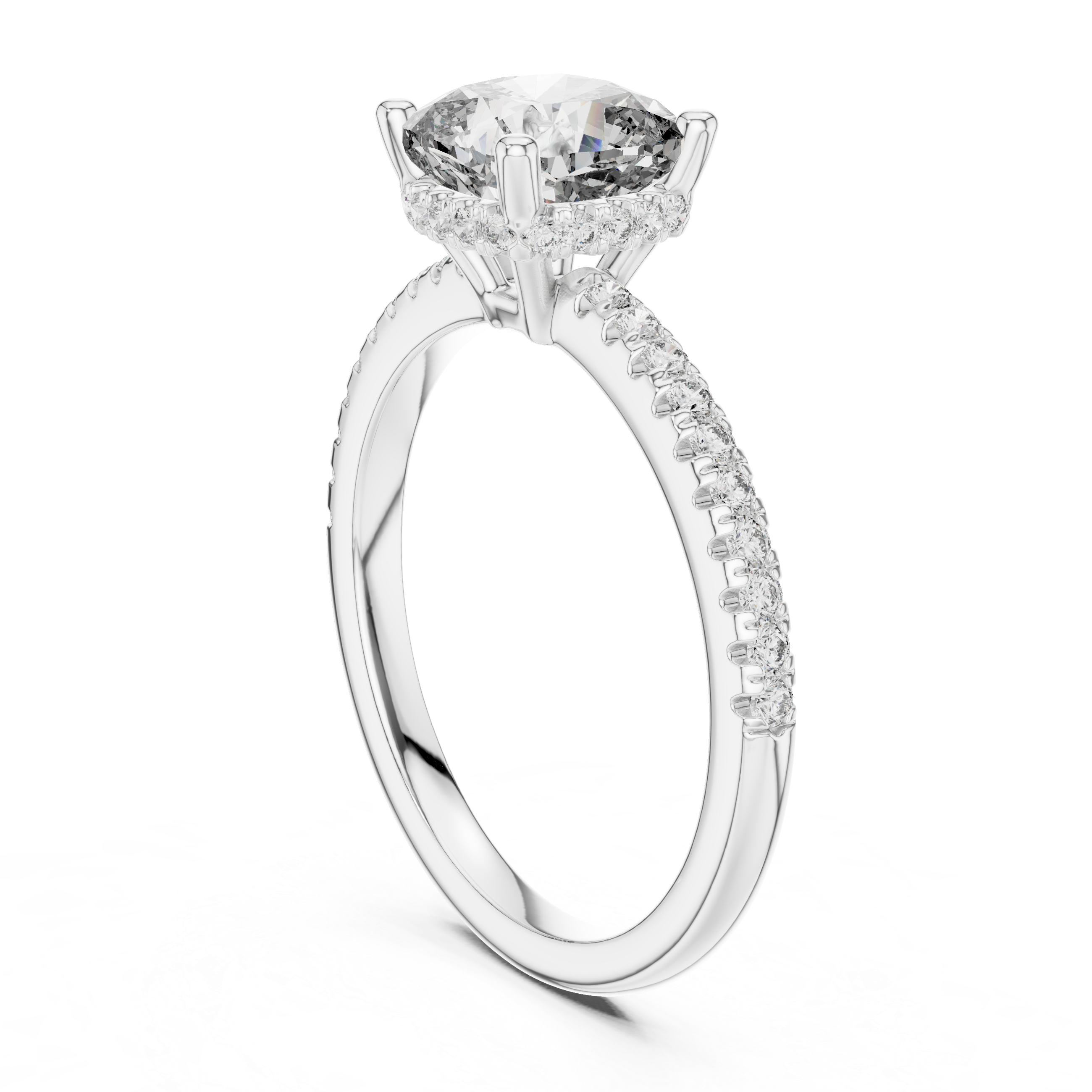 Gold 2Ct Solitaire Pave Cushion Lab Grown Diamond Halix Ring