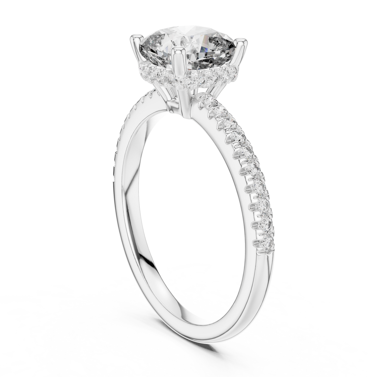 Gold 2Ct Solitaire Pave Cushion Lab Grown Diamond Halix Ring