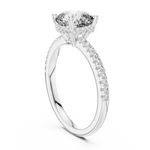 Gold 2Ct Solitaire Pave Cushion Lab Grown Diamond Halix Ring