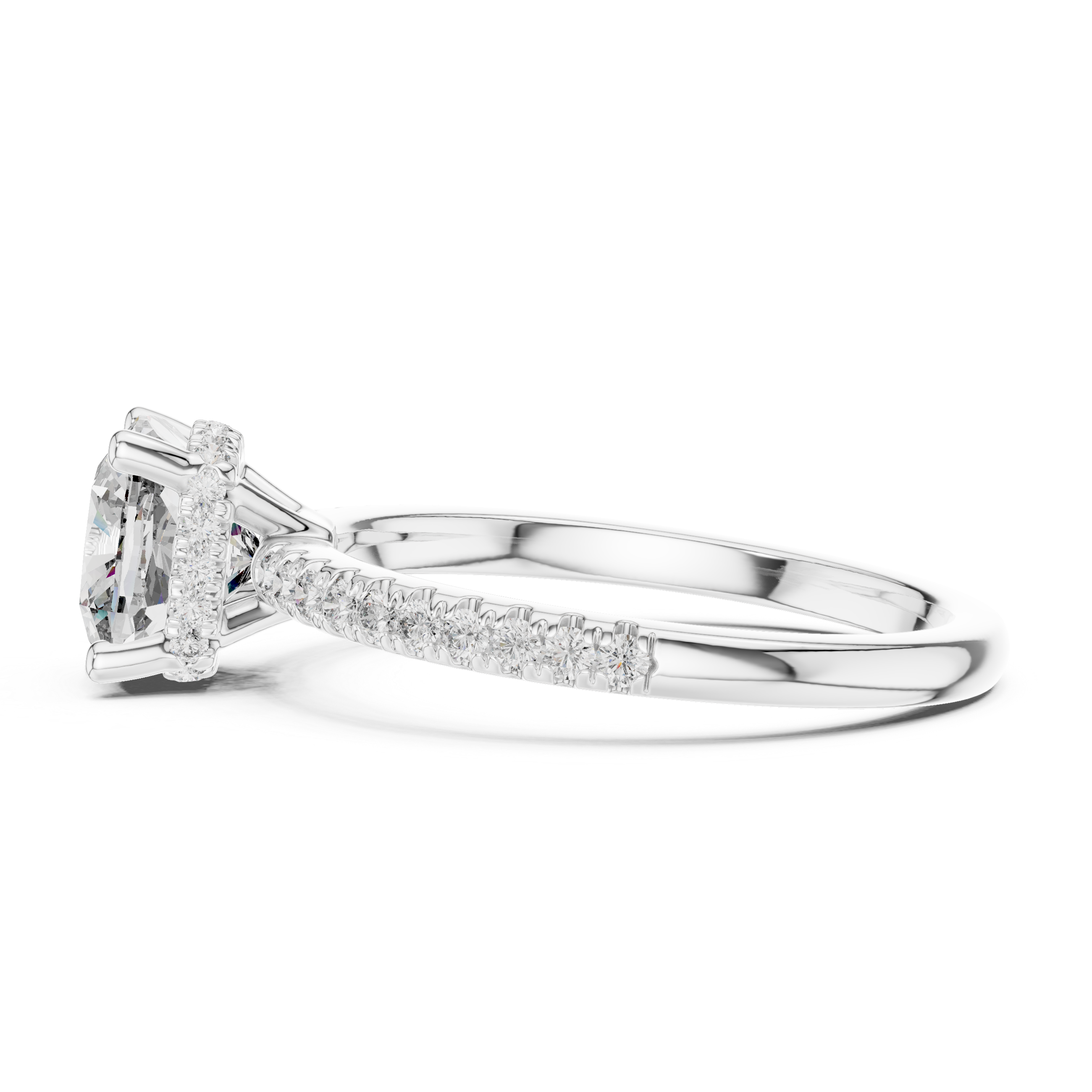 Gold 2Ct Solitaire Pave Cushion Lab Grown Diamond Halix Ring